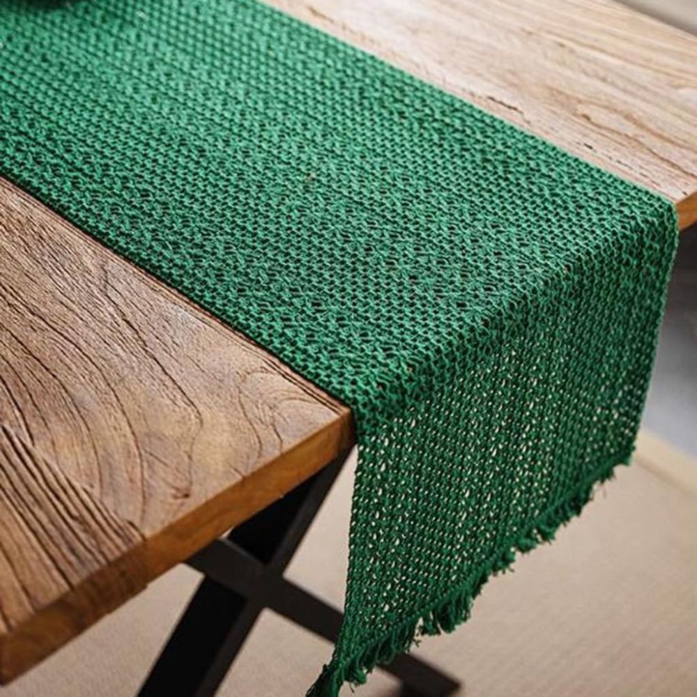 caminho de mesa de linho verde