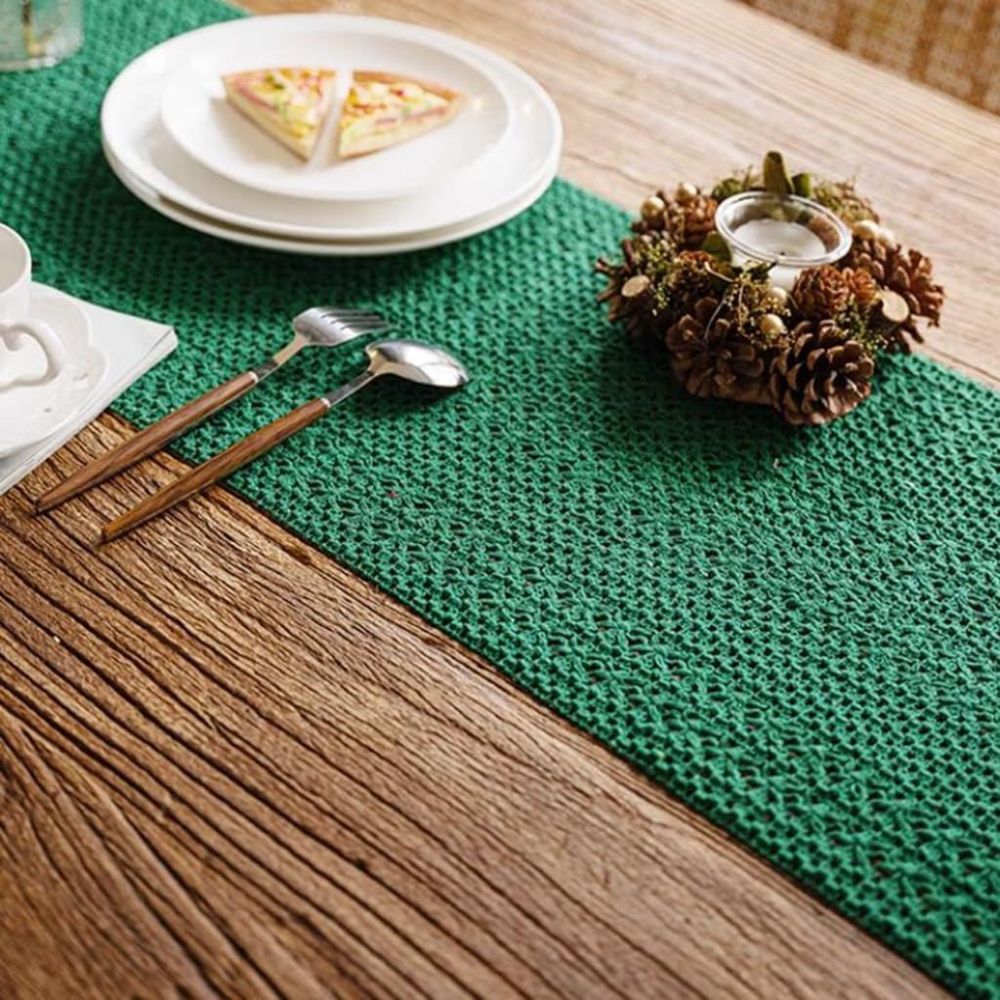 caminho de mesa de linho verde