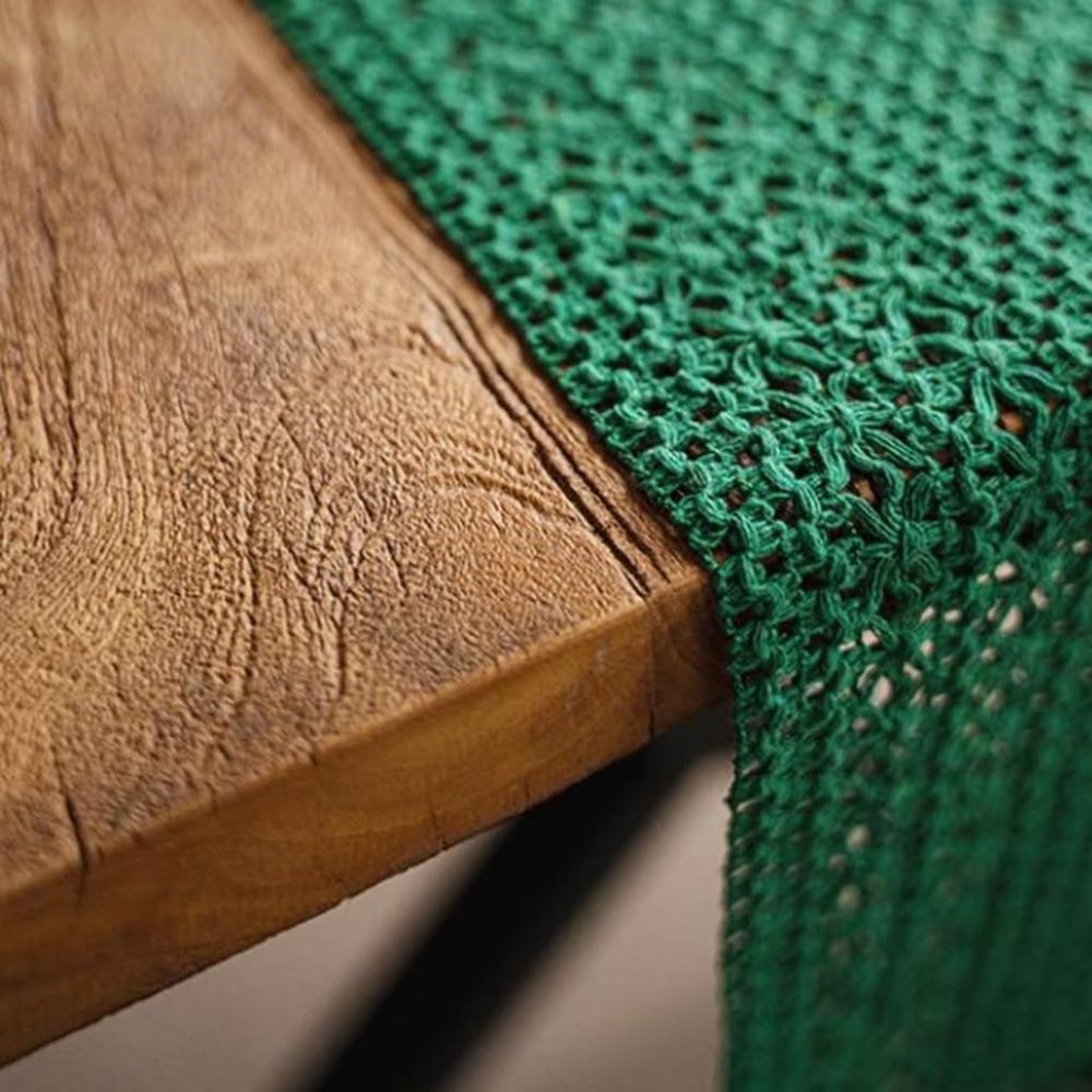 caminho de mesa de linho verde