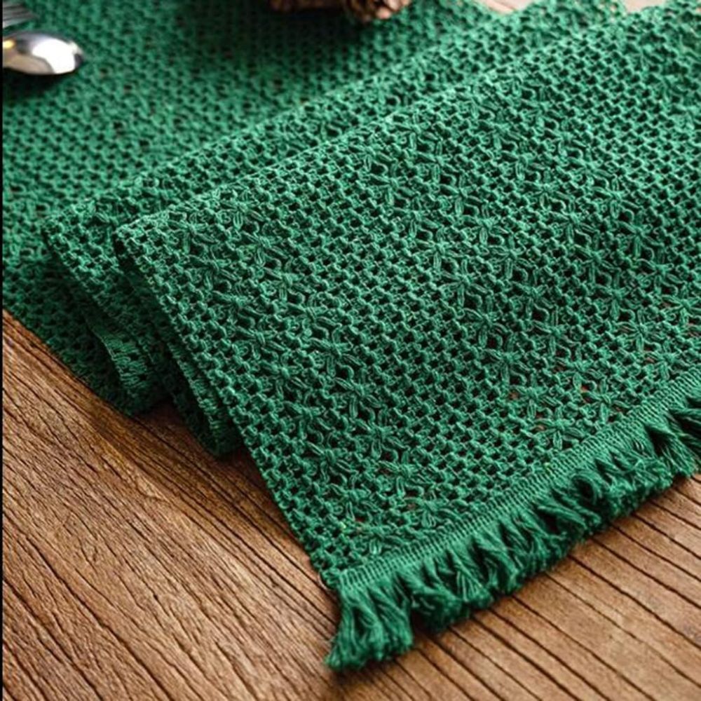 caminho de mesa de linho verde