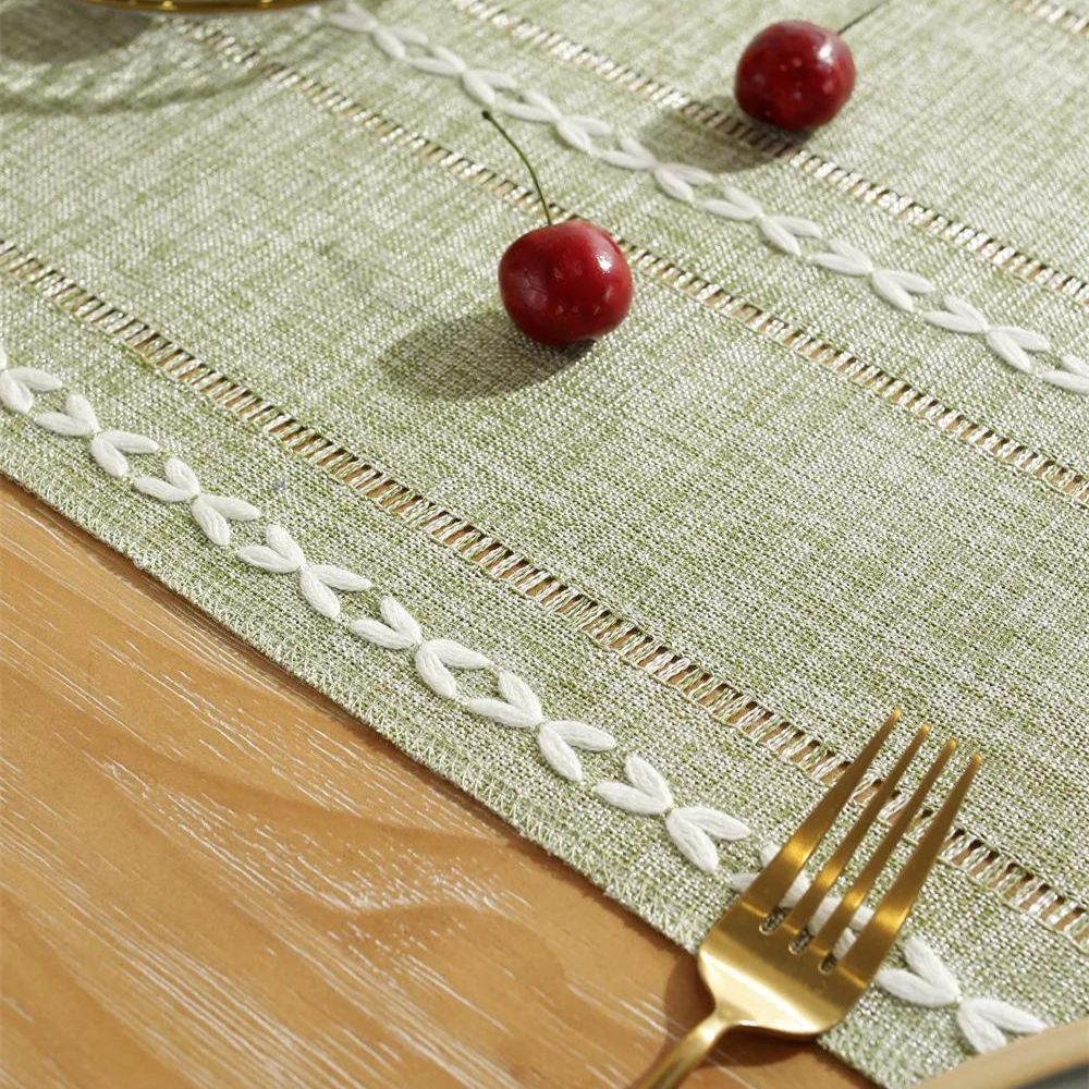 caminho de mesa de linho verde