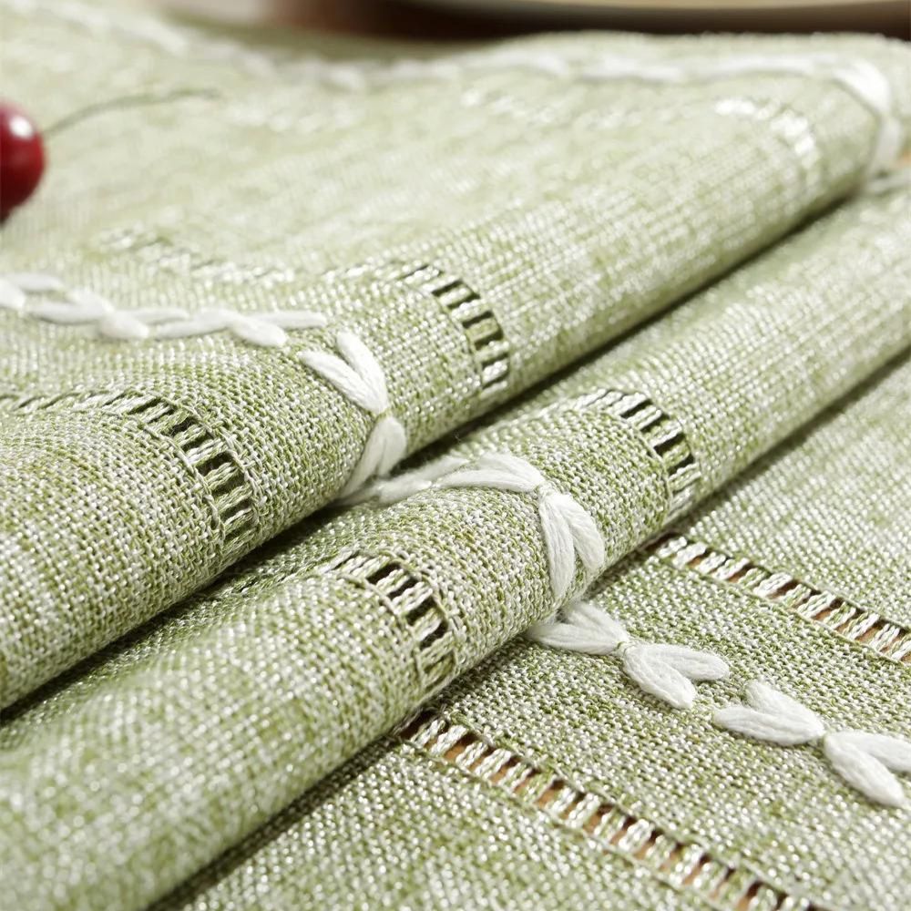 caminho de mesa de linho verde