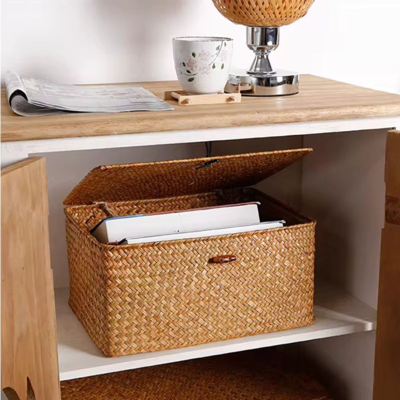 Cesto de Palha Organizador Retangular