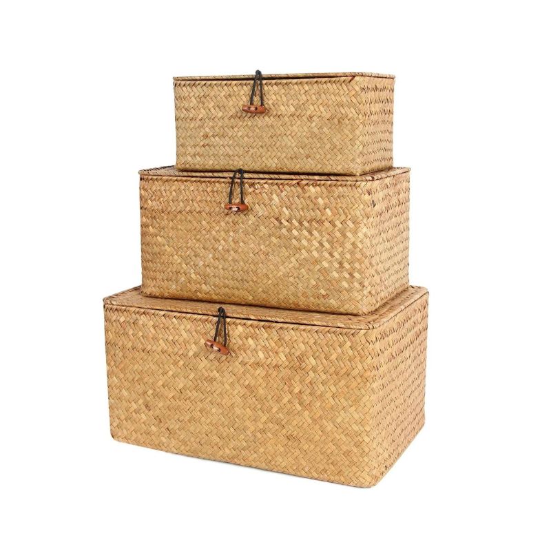 Cesto de Palha Organizador Retangular