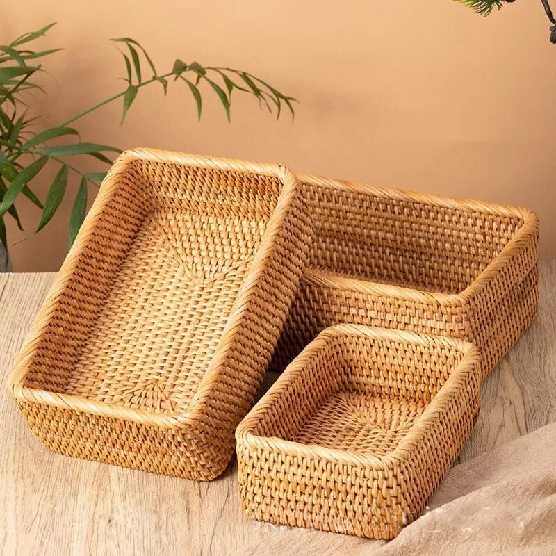 Cesto de Vime Organizador Retangular