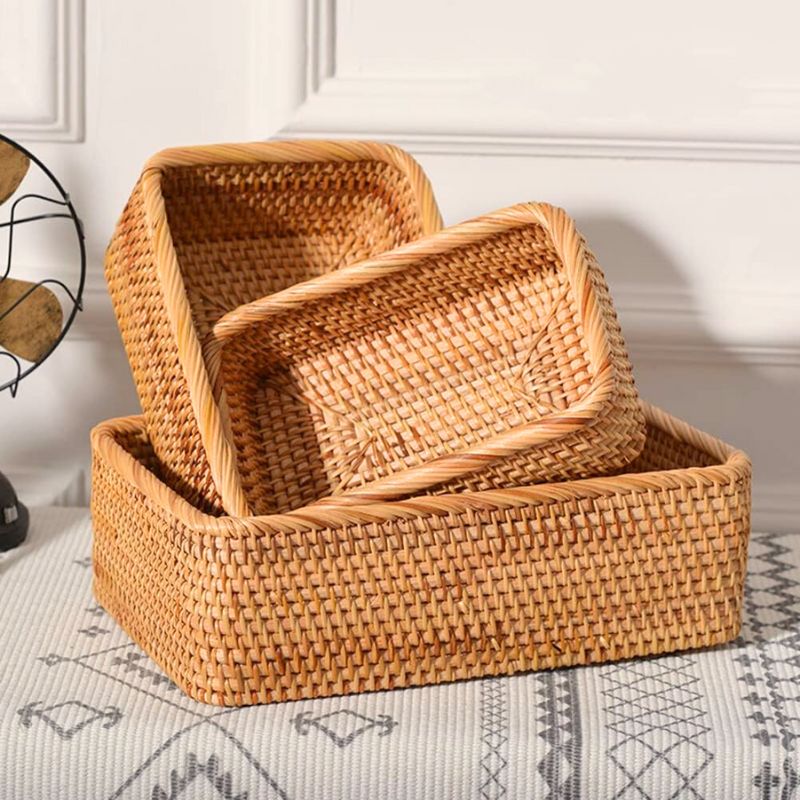 Cesto de Vime Organizador Retangular