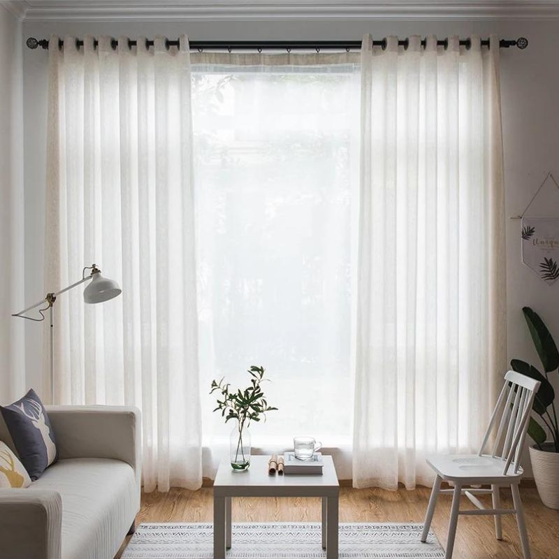 Cortina Linho Claro Para Sala e Quarto Bege