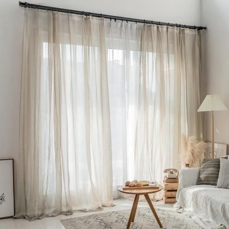 Cortina Linho Claro Para Sala e Quarto Bege