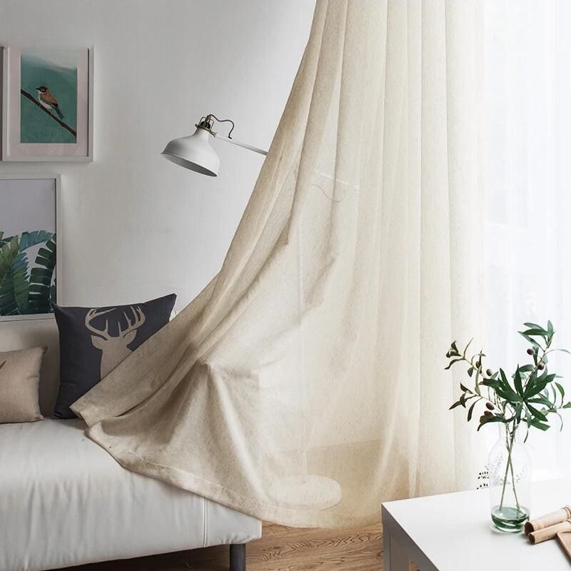 Cortina Linho Claro Para Sala e Quarto Bege