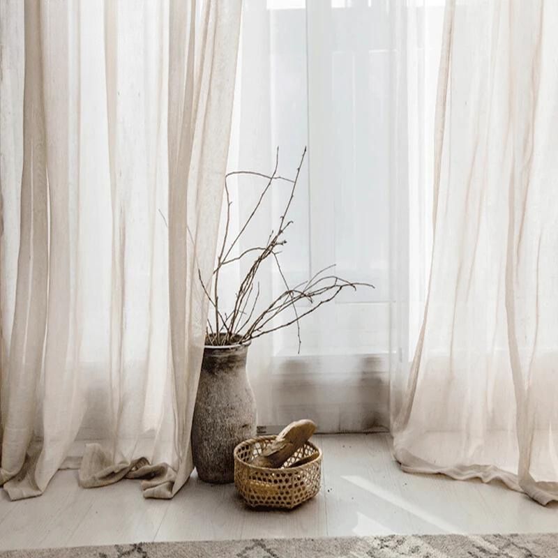 Cortina Linho Claro Para Sala e Quarto Bege