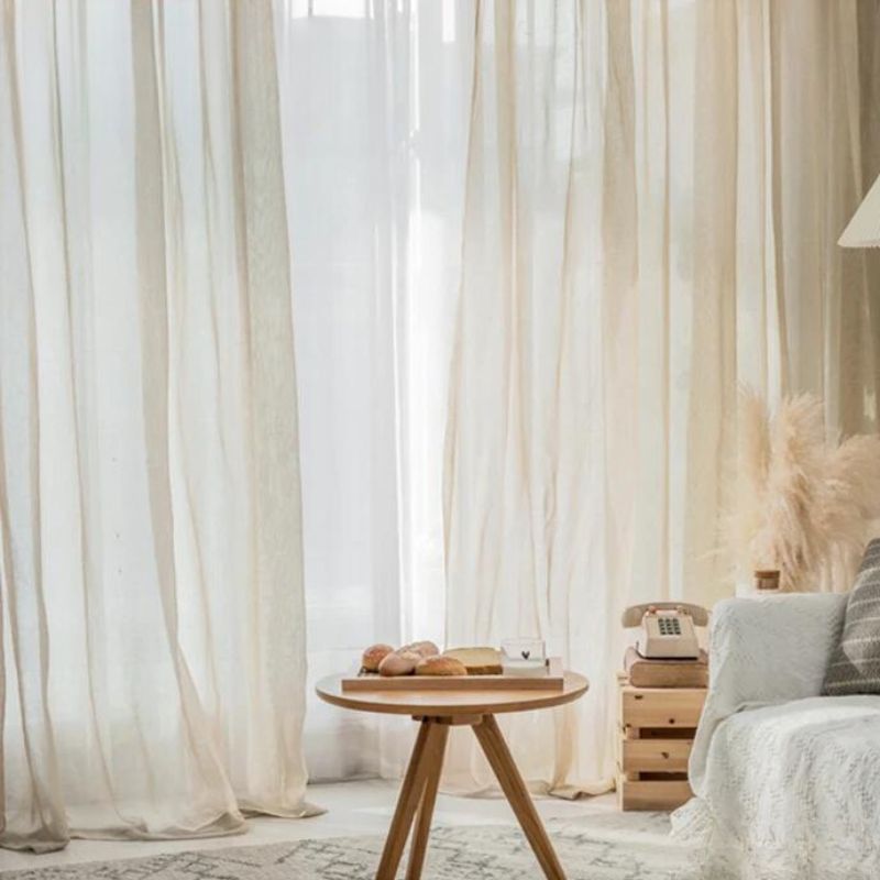 Cortina Linho Claro Para Sala e Quarto Bege