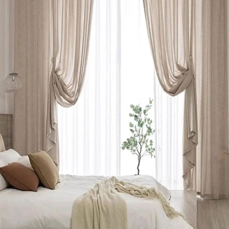 Cortina de Linho Para Sala e Quarto Bege