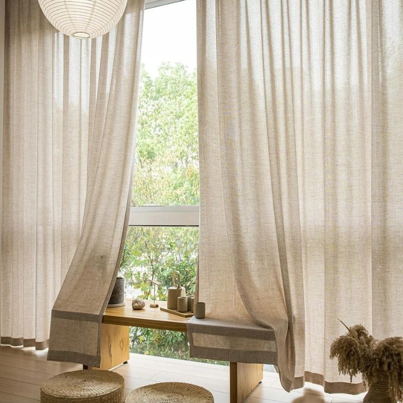 cortina de linho para sala e quarto bege