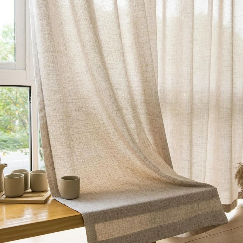 cortina de linho para sala e quarto bege
