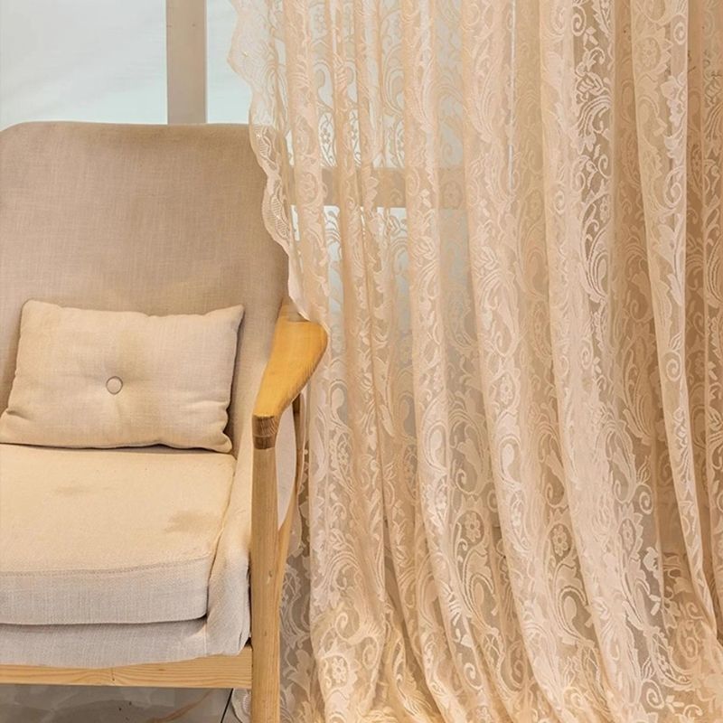 cortina floral para sala e quarto bege