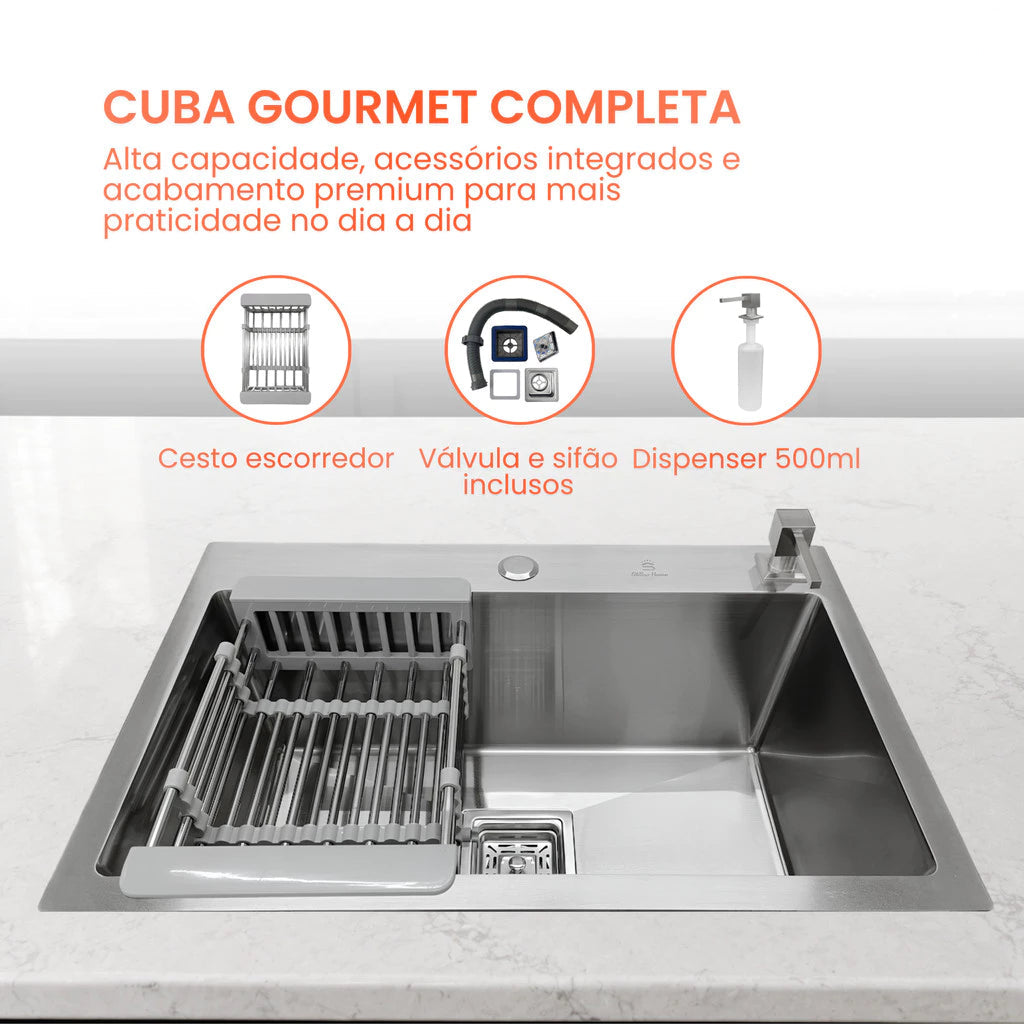 cuba cozinha gourmet inox 60x40 com acessorios aliannce 3
