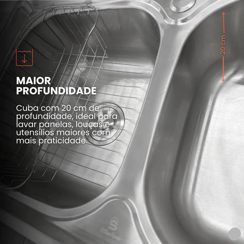 cuba cozinha dupla gourmet inox 78x43 mezanino 8