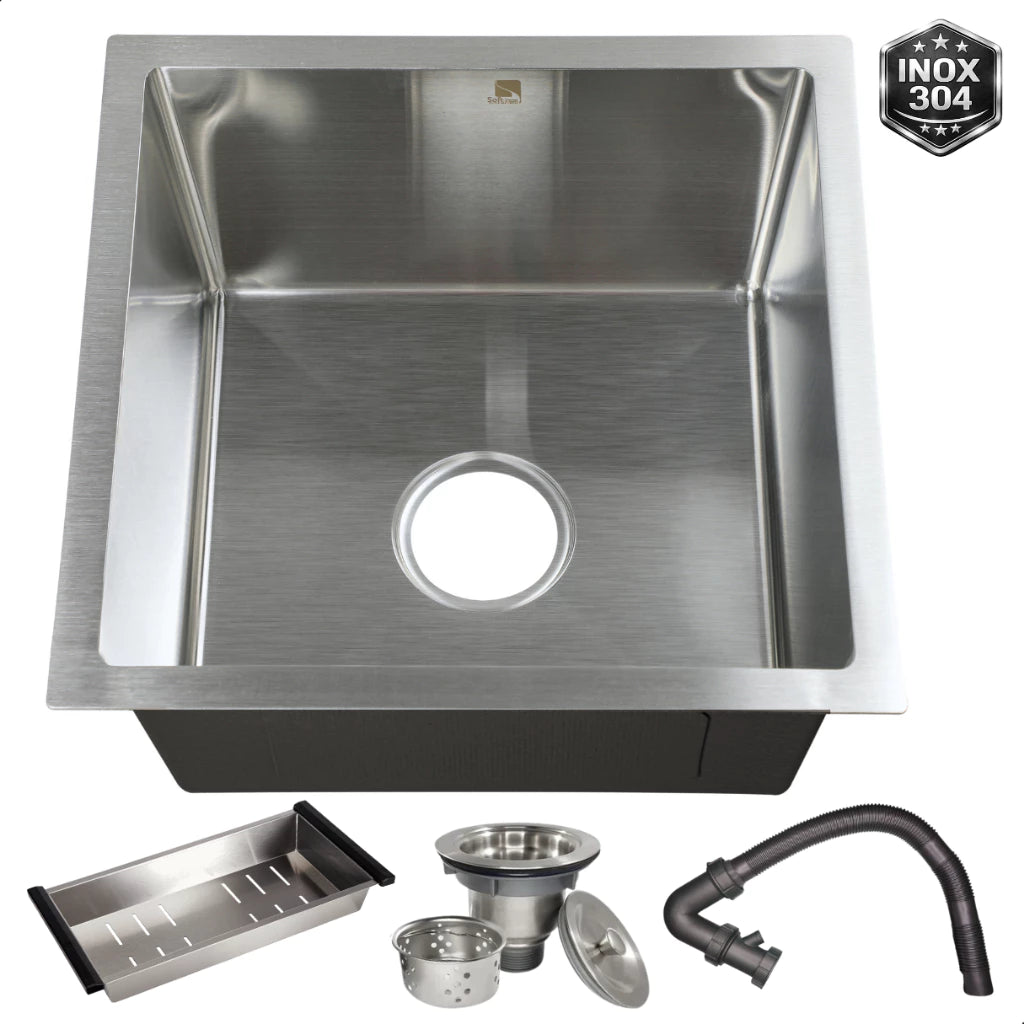 cuba cozinha gourmet inox 44x44 quadrada luxe 1