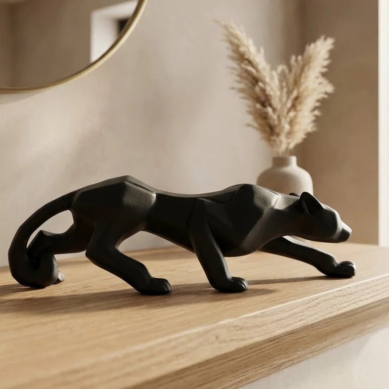 escultura pantera geométrica black 1