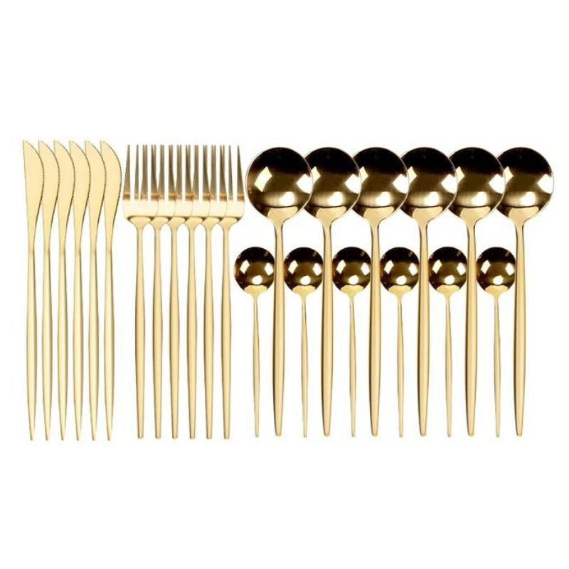 jogo de talheres dourado