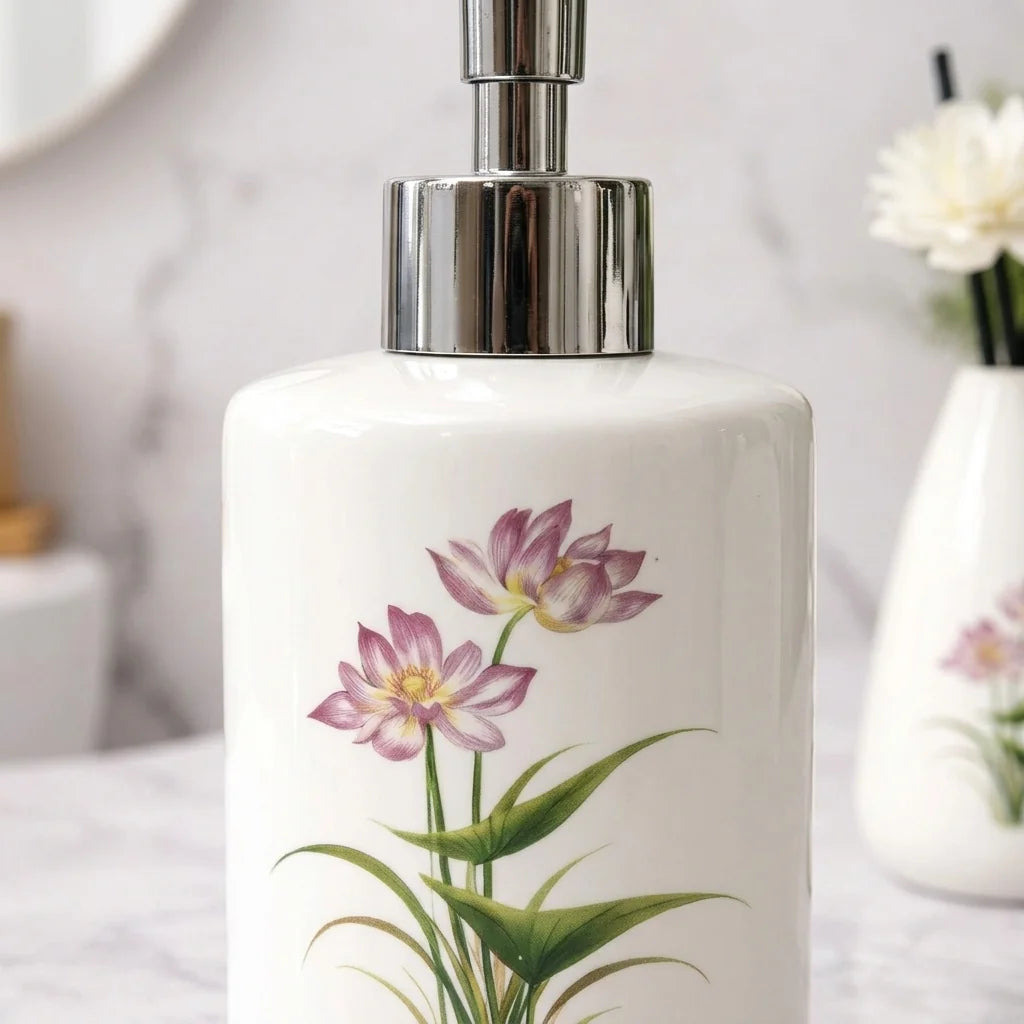 Kit Banheiro Cerâmica Floral Bath