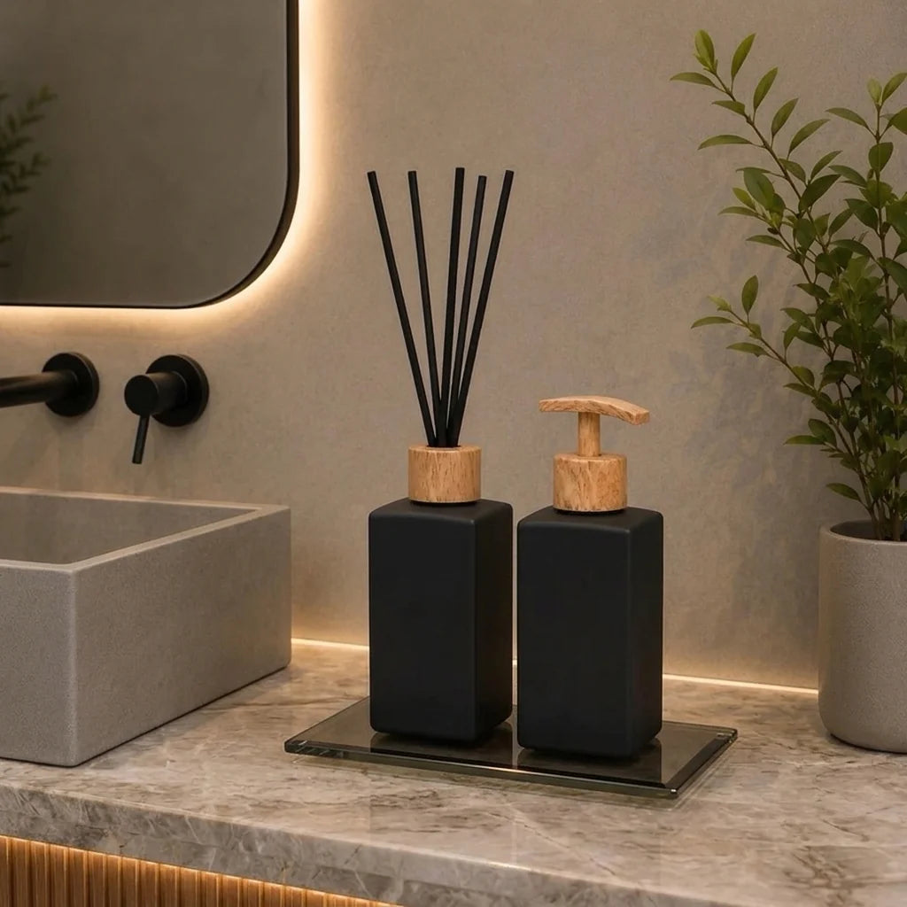 Kit Banheiro Cerâmica Matte Black
