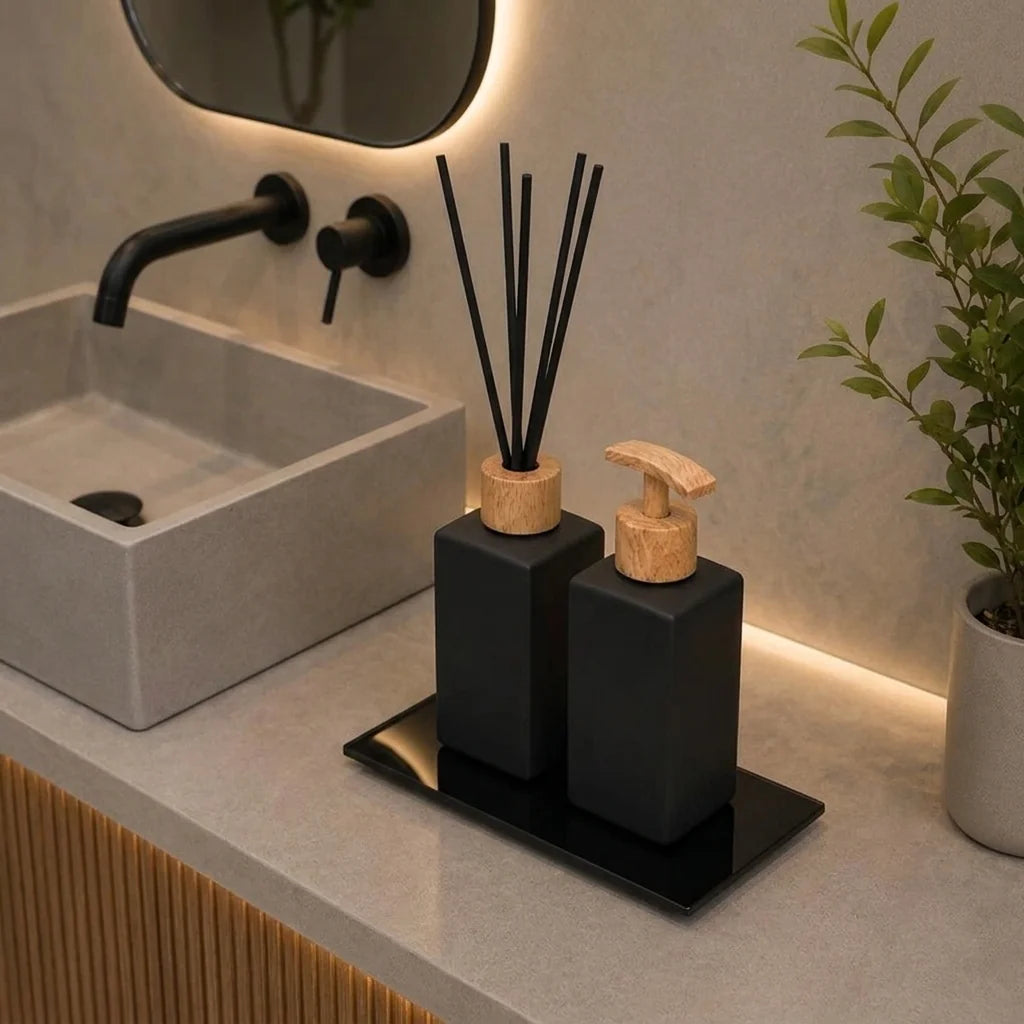 Kit Banheiro Cerâmica Matte Black