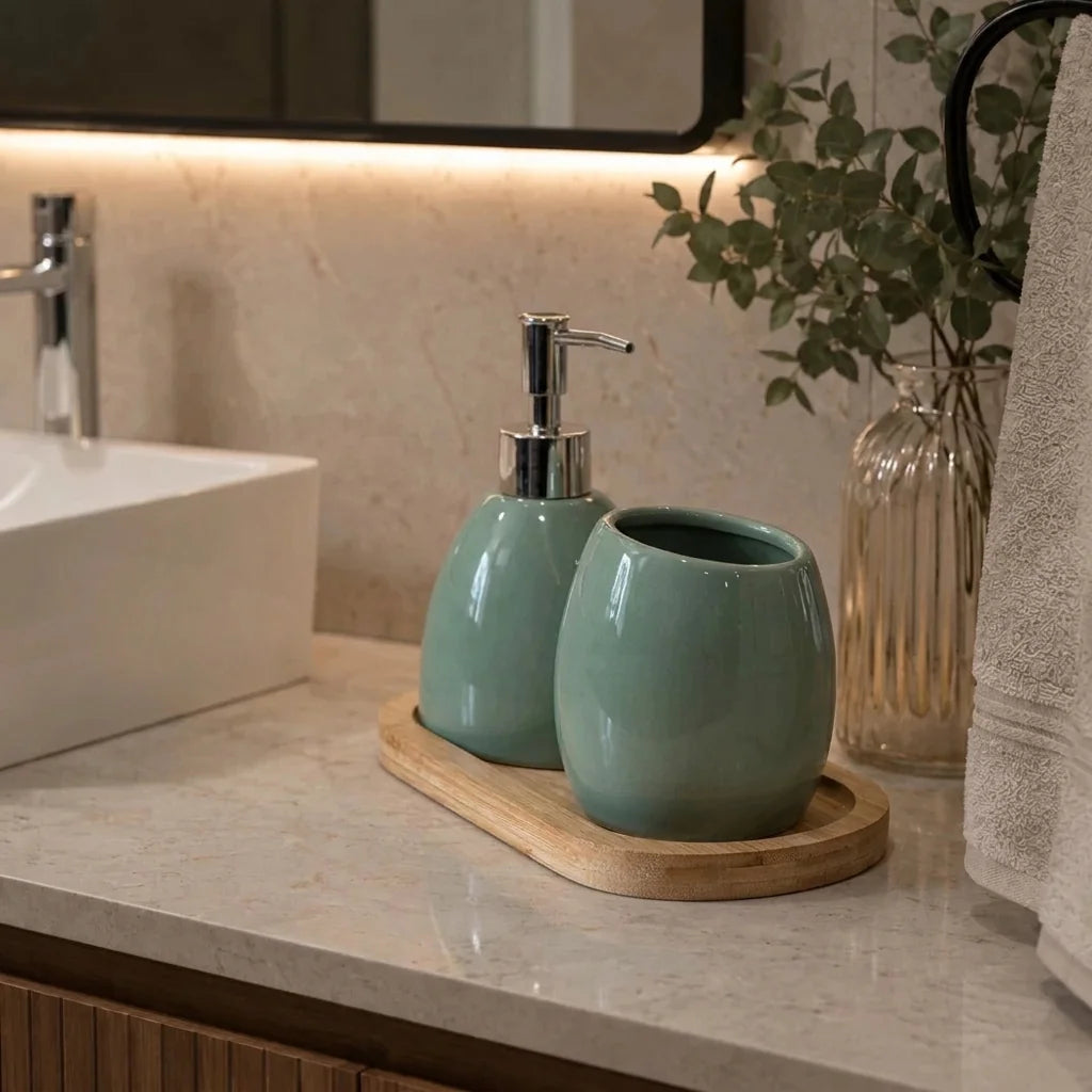 Kit Banheiro Cerâmica Verde Maison
