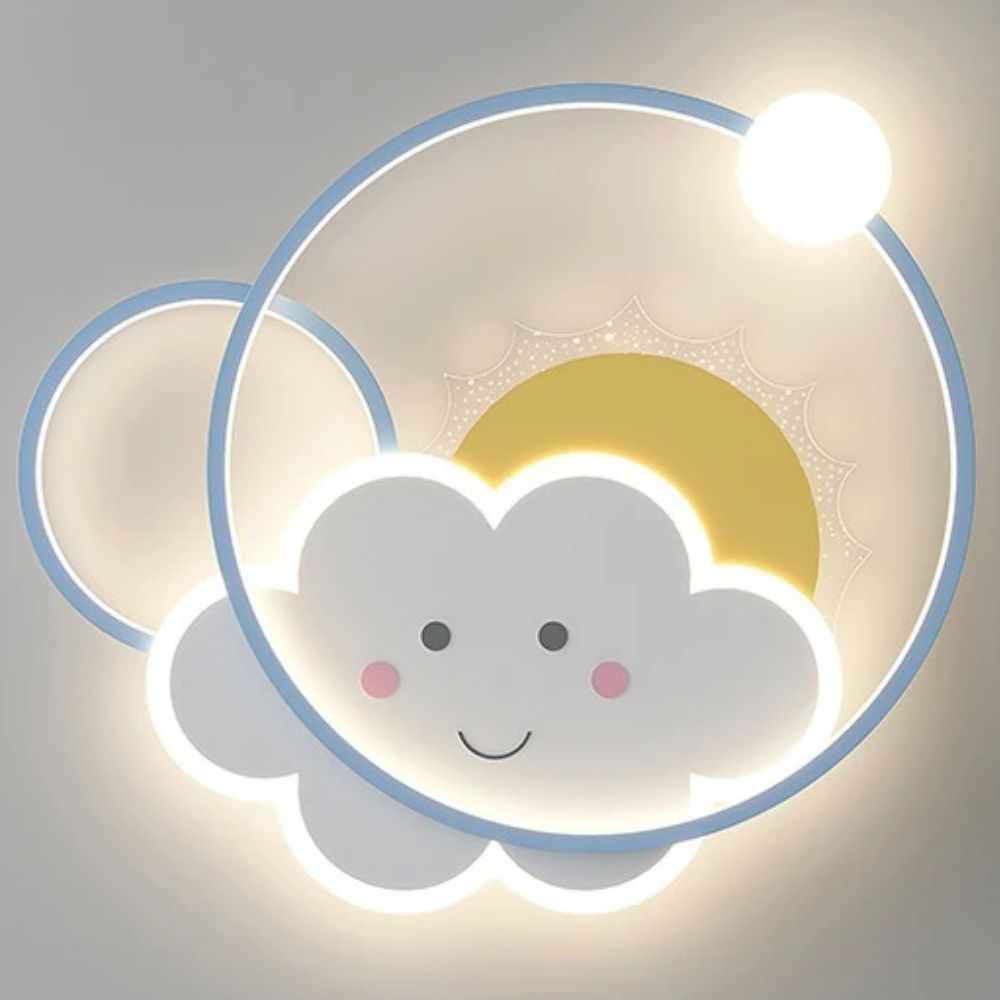 Luminária de Teto Infantil Nuvem e Sol