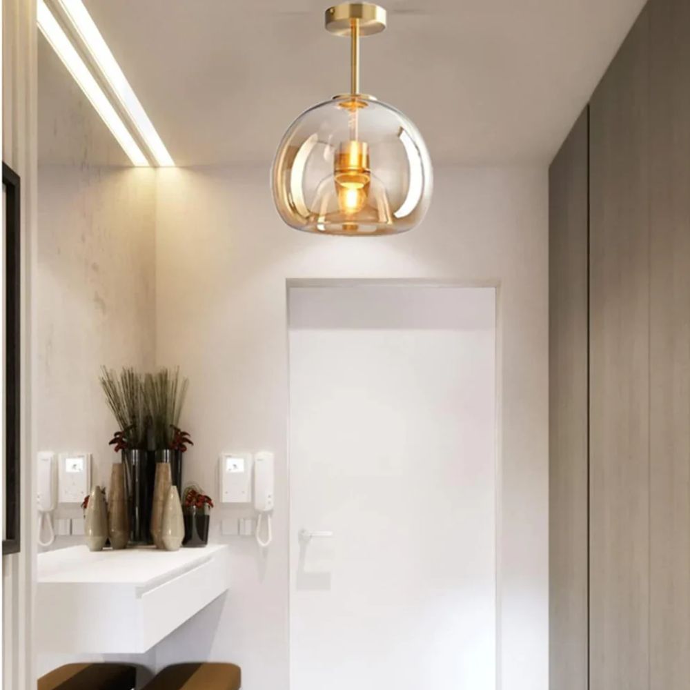 luminária de teto com cúpula de vidro