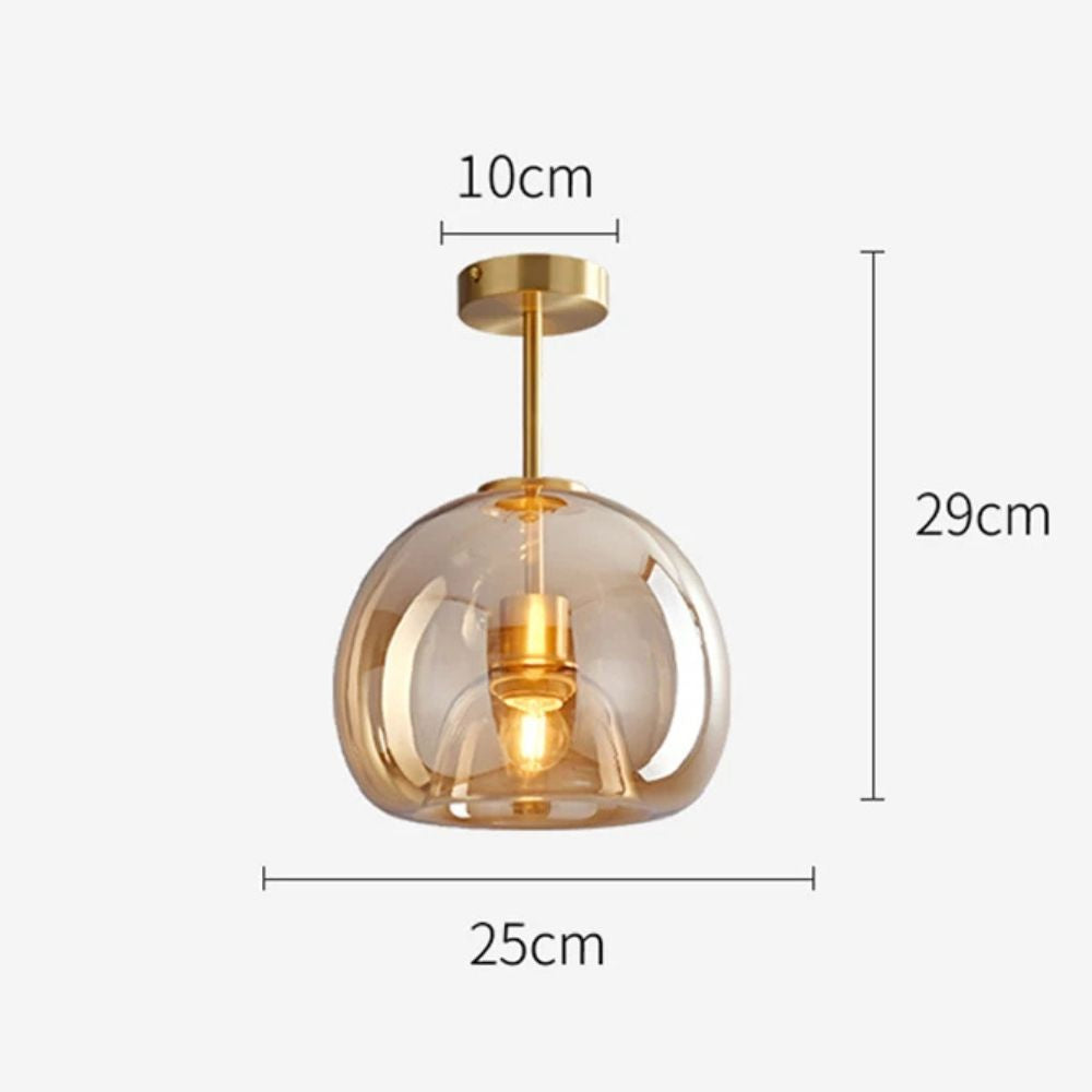 luminária de teto com cúpula de vidro