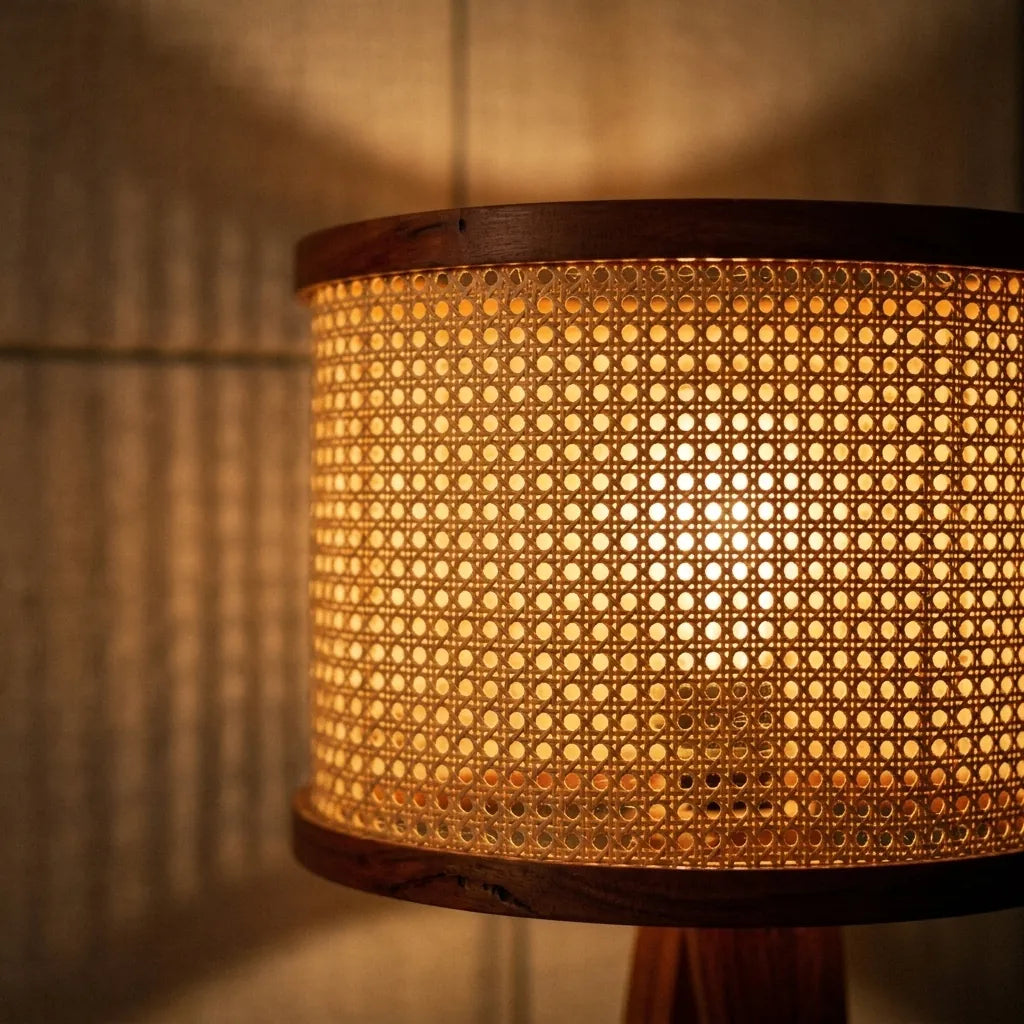 Luminária De Chão Tripé Rattan