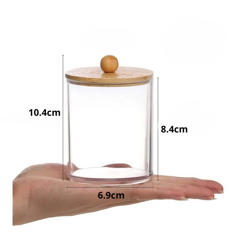 Porta Cotonete e Algodão de Acrílico e Bambu