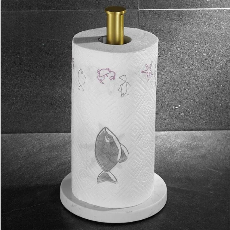 porta papel toalha para cozinha metálico com base de mármore