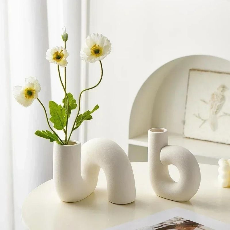 Vaso Decorativo de Porcelana Bege