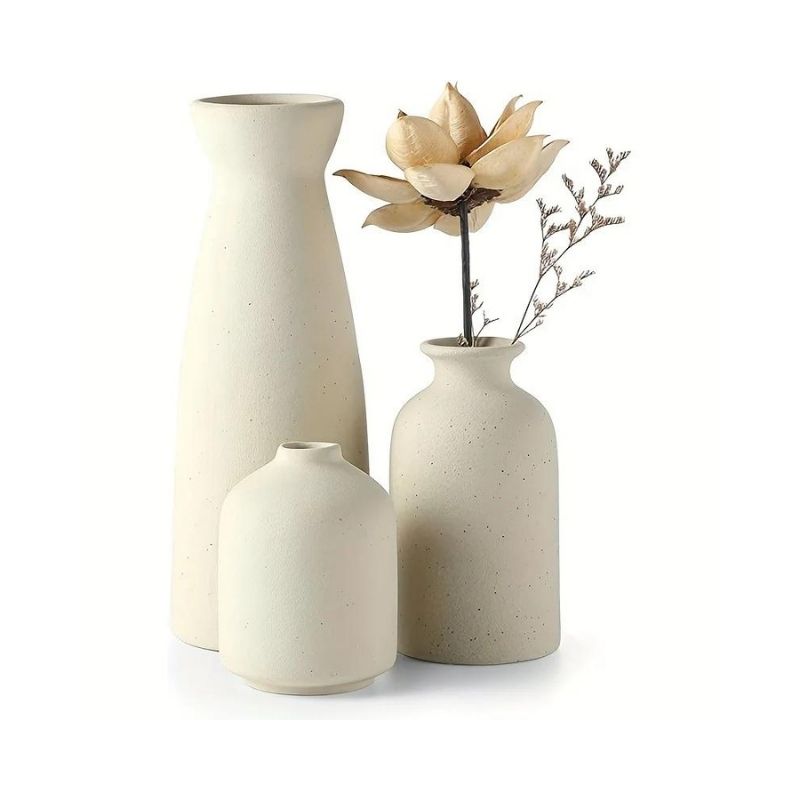 Vaso Decorativo de Cerâmica Bege