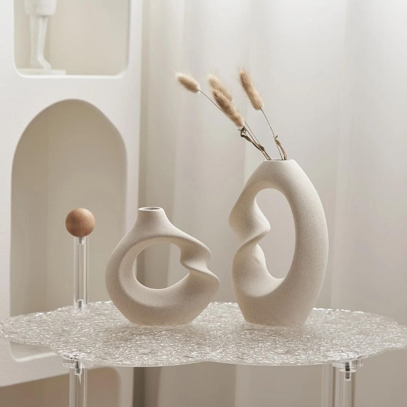 Vaso Decorativo de Porcelana Bege