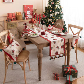 caminho de mesa jacquard natal com franjas 3