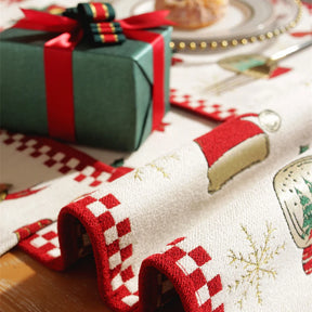 caminho de mesa jacquard natal com franjas 4