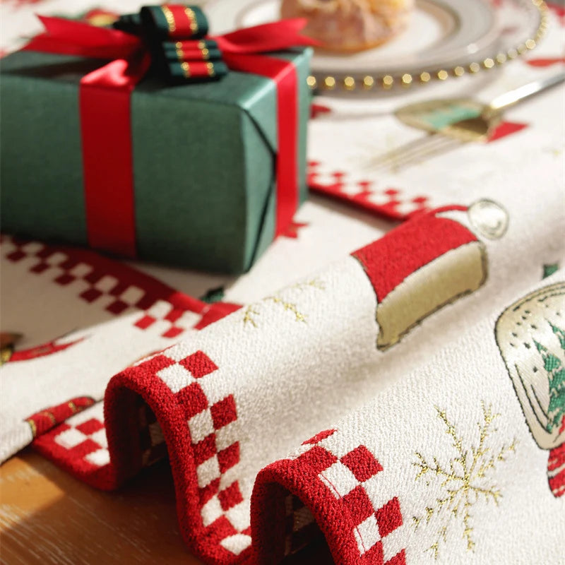 caminho de mesa jacquard natal com franjas 4