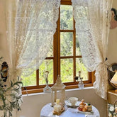 cortina florida com borla bege