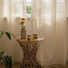 cortina com borla para sala e quarto bege