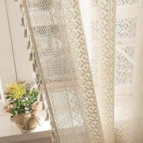 cortina com borla para sala e quarto bege