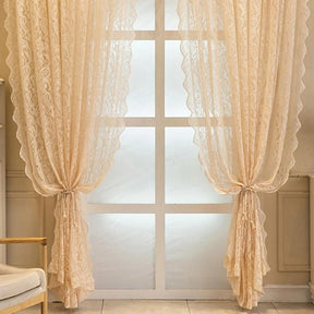 cortina floral para sala e quarto bege
