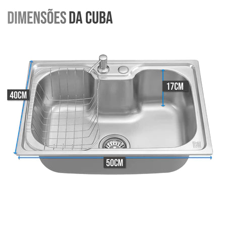cuba cozinha gourmet inox 50x40 com tabua 4