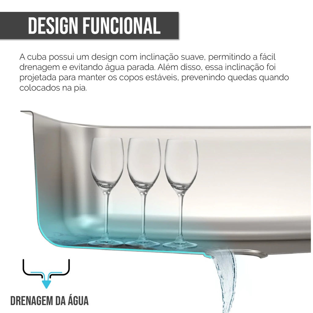 cuba cozinha gourmet inox 50x40 com tabua 7