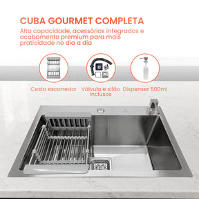 cuba cozinha gourmet inox 60x40 com acessorios aliannce 3