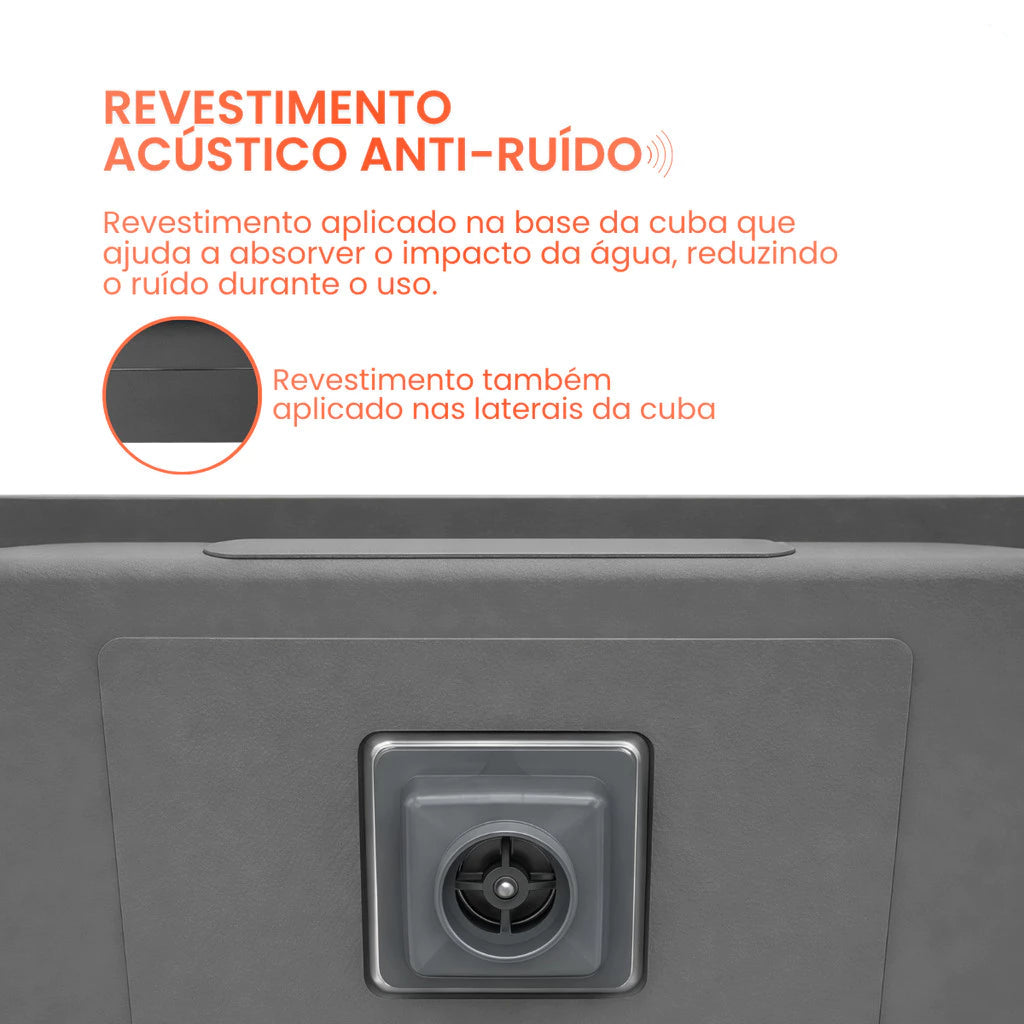 cuba cozinha gourmet inox 60x40 escovada com calha 5