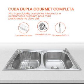 cuba cozinha dupla gourmet inox 78x43 mezanino 3