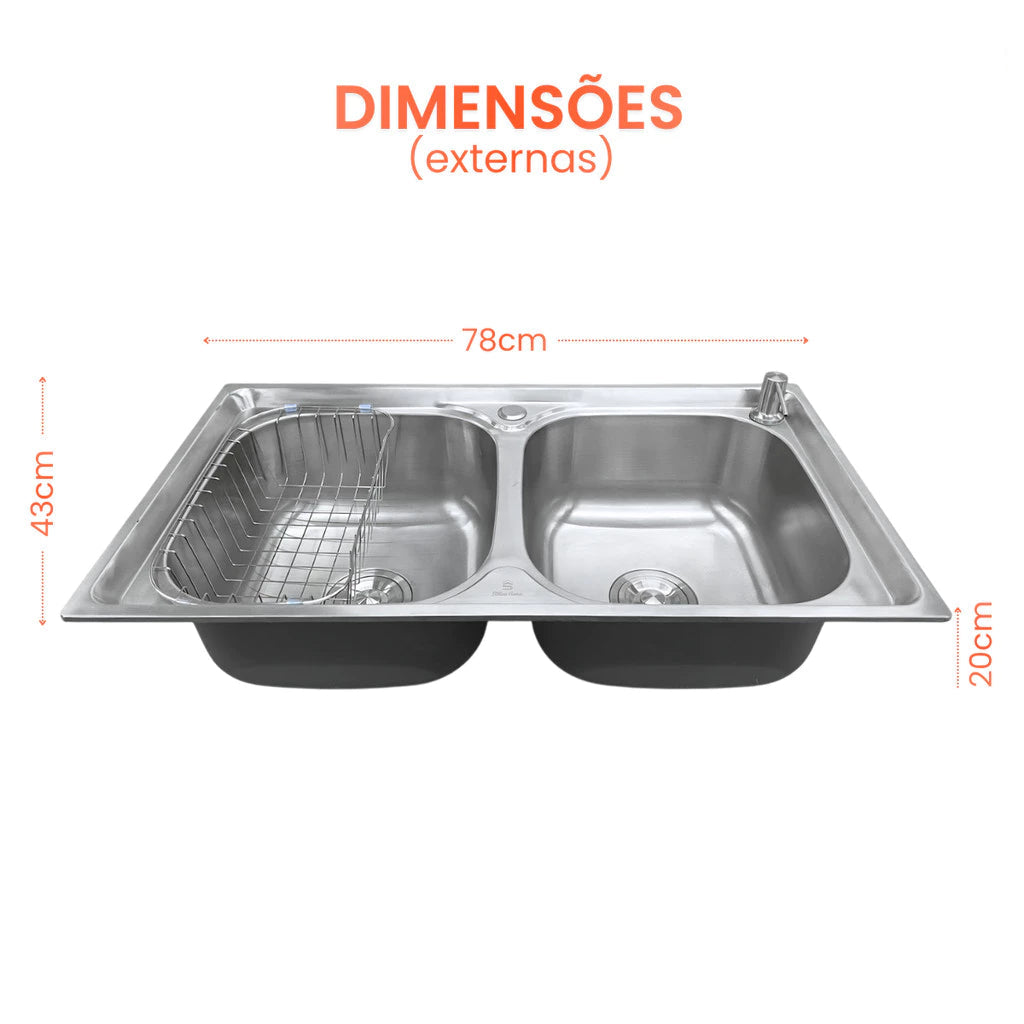cuba cozinha dupla gourmet inox 78x43 mezanino 7
